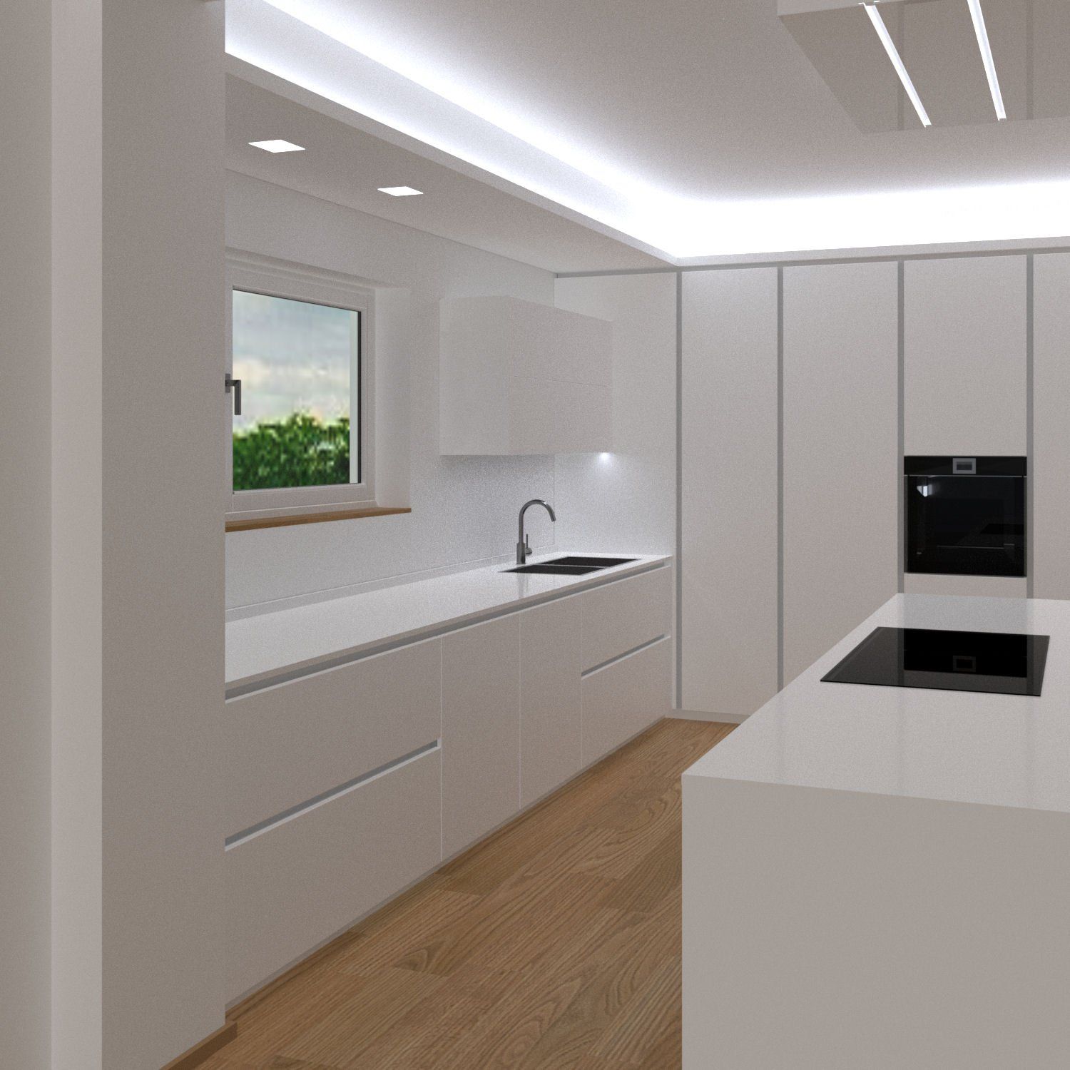 Rendering Cucina Moderna a Castello di Godego Treviso