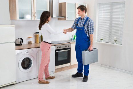 Repair man shaking hands repair man shaking hands