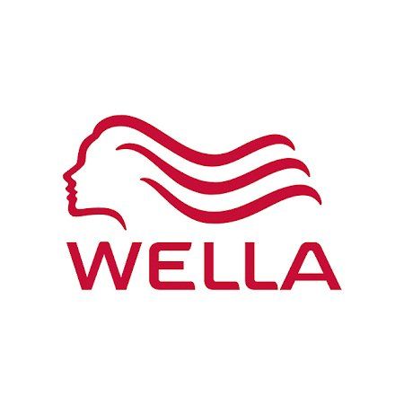 Ein Wella-Logo mit einem Frauenkopf und welligen Haaren.