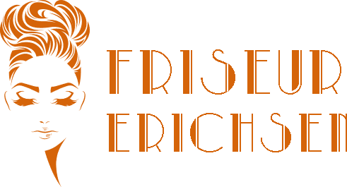 Ein Logo für Friseur Erichsel mit einem Frauengesicht und einem Haarknoten.