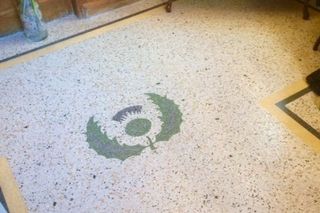 terrazzo flooring with crest