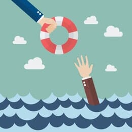 Drowning Businessman Getting Lifebuoy from Other Businessman — Bankruptcy Law Practice in Bozeman, MT Drowning Businessman Getting Lifebuoy from Other Businessman — Bankruptcy Law Practice in Bozeman, MT