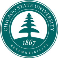 A chicago state university logo with a tree in the center