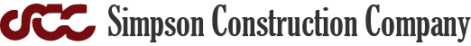 A red and white logo for ac simpson construction company