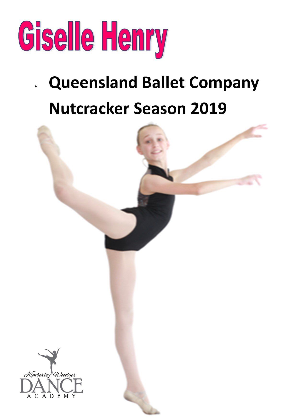 Young ballet dancer, Giselle Henry, performing during Queensland Ballet's Nutcracker Season 2019.