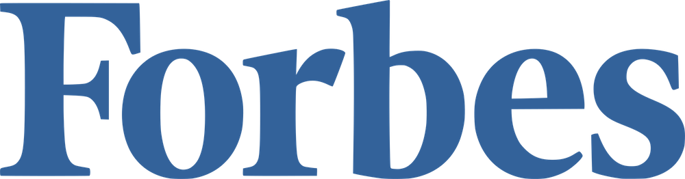 the forbes logo is blue and white on a white background .