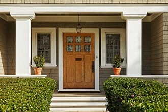 Wooden Front Door and Windows — Exterior Remodel in Lancaster, PA Wooden Front Door and Windows — Exterior Remodel in Lancaster, PA
