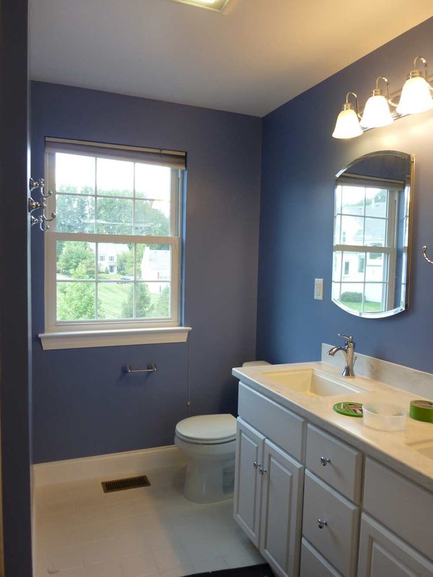 Bathroom Remodeling — Bathroom Blue Interior in Lancaster, PA Bathroom Remodeling — Bathroom Blue Interior in Lancaster, PA
