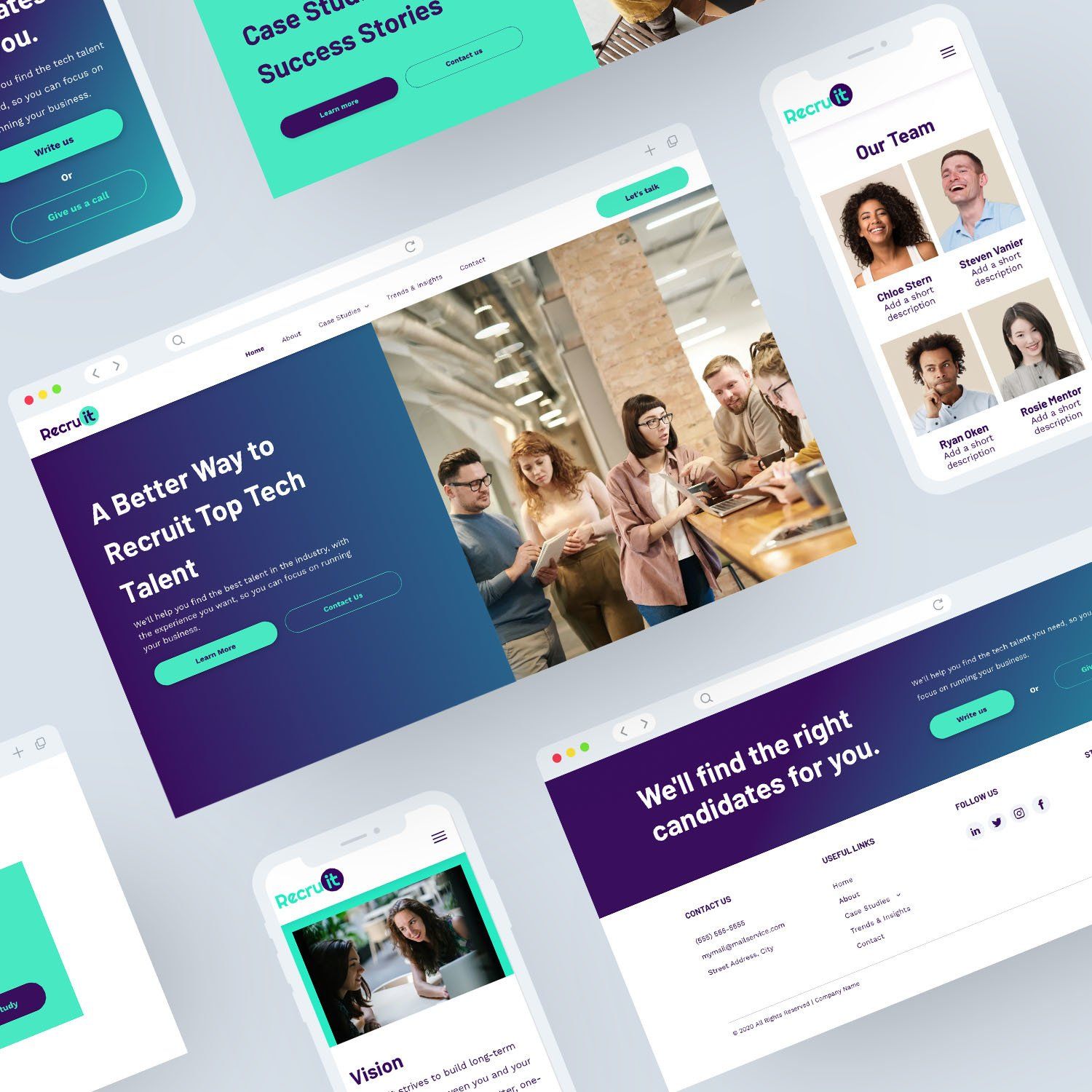 Moderne website layouts – professioneel webdesign en UX/UI styling door GO 4IT-Studio