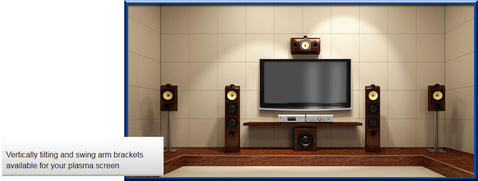 For home cinema installation in Blackpool call 01253 203 939 wall mounted plasma screen with speakers underneath