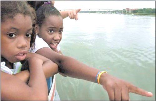 Excited girl is first to spot dolphins (Hilton Head Dolphin & Nature Tours by Sonny C Charters)