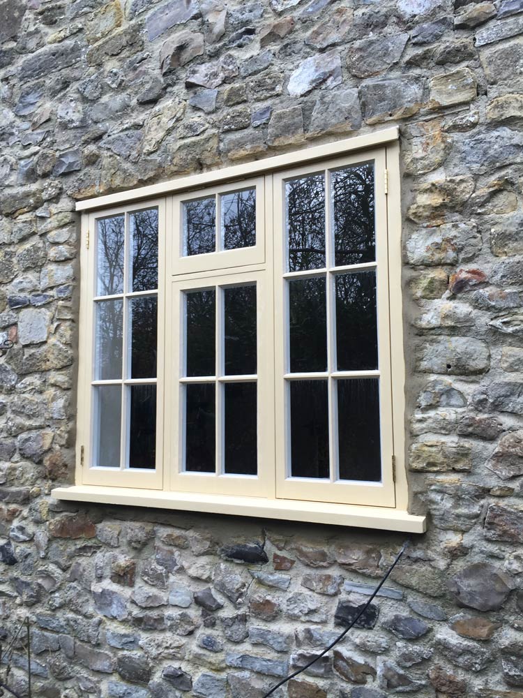 wooden windows installed for side walling