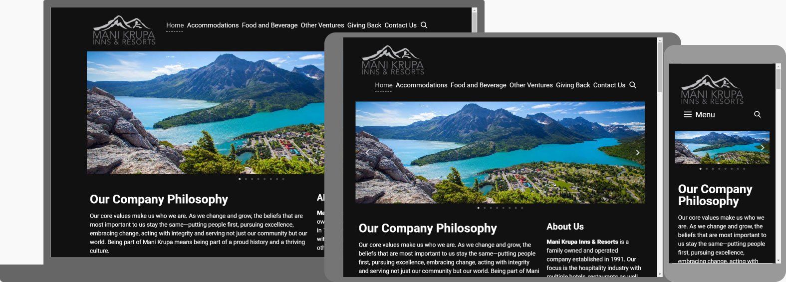 Website Design Portfolio - Mani Krupa Hospitality