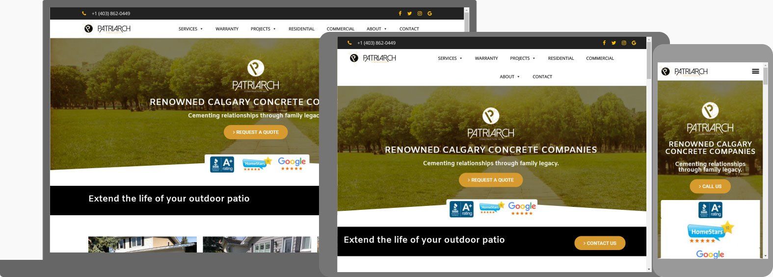 Contractor Web Design - Patriarch Construction