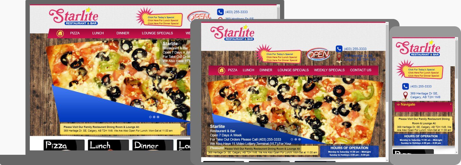 Website Design -  Starlite Restaurant & Bar