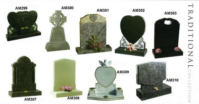 range of headstones