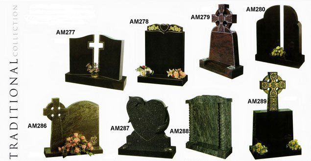 variety of headstones