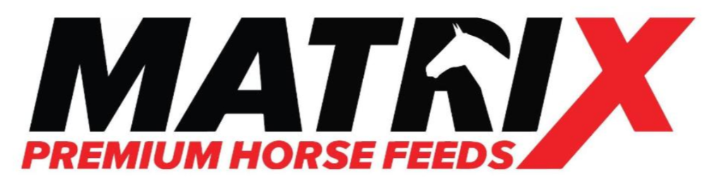 MATRIX Premium Horse Feeds logo in black and red with a stylized horse head silhouette