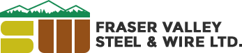 Fraser Valley Steel & Wire Ltd. logo with green mountains and brown/orange blocks on white background