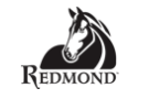 Redmond logo with a black horse head in a horseshoe above the word “REDMOND”