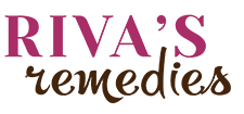 Logo reading “Riva’s remedies” in pink and brown script text