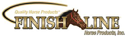 Finish Line Horse Products logo with horse head and gold text on white background