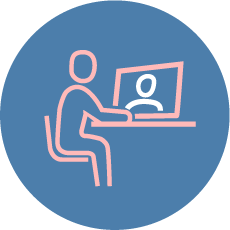 Working at computer icon