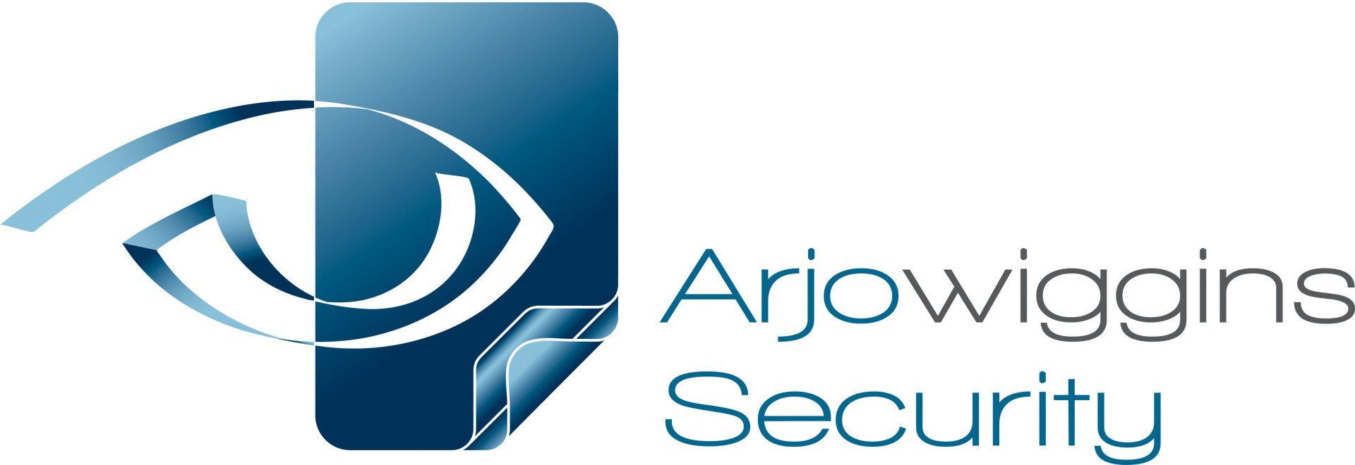Het logo van Arjowiggins Security met een blauw oog-symbool en de bedrijfsnaam in blauwe tekst.