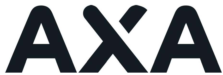AXA-logo in dikke zwarte letters op een witte achtergrond