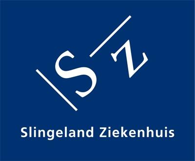 Blue logo reading “Slingeland Ziekenhuis” with stylized white initials “SZ”
