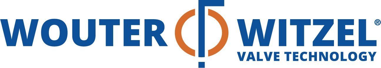 Het logo van Wouter Witzel Valve Technology in blauw en oranje met een gestileerd ventielicoon.
