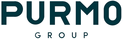 Het logo van PURMO GROUP in donkerblauwe tekst op een witte achtergrond.