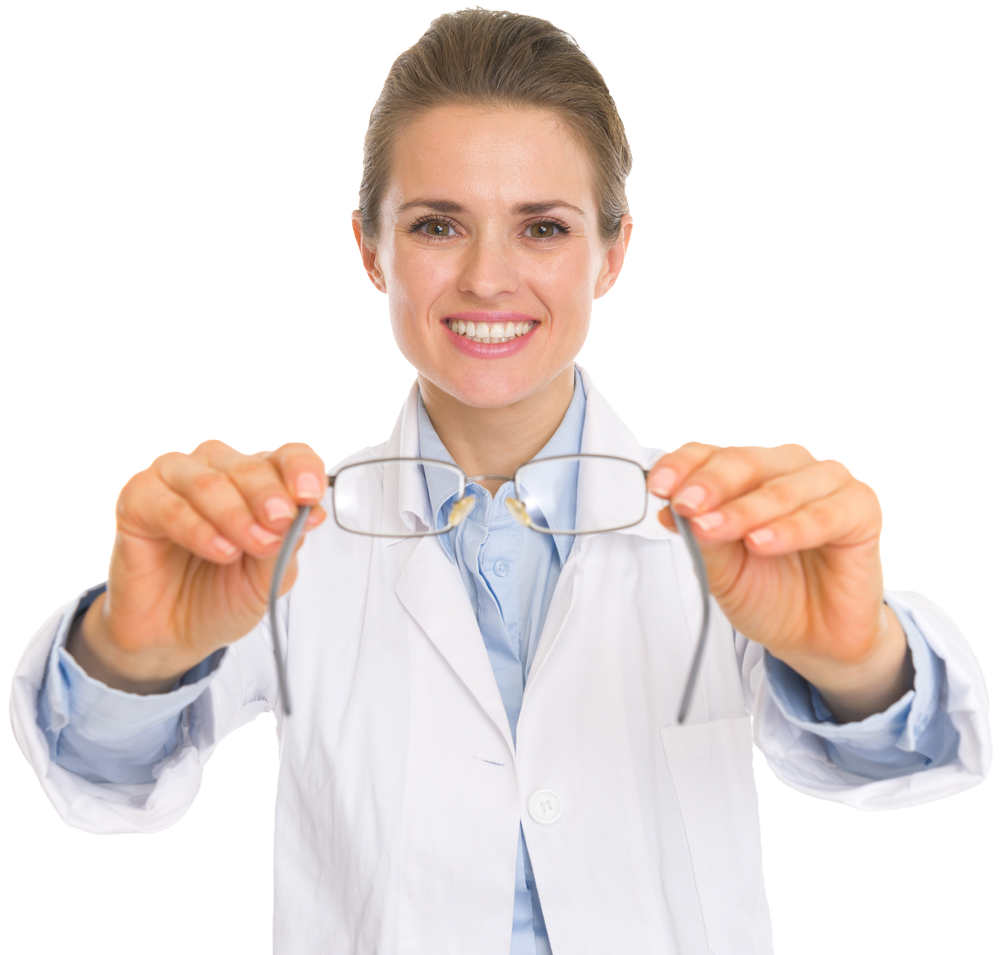 Ophthalmologist Holding Eye Glass — St. New Orleans, LA — Bright Eyes Optique
