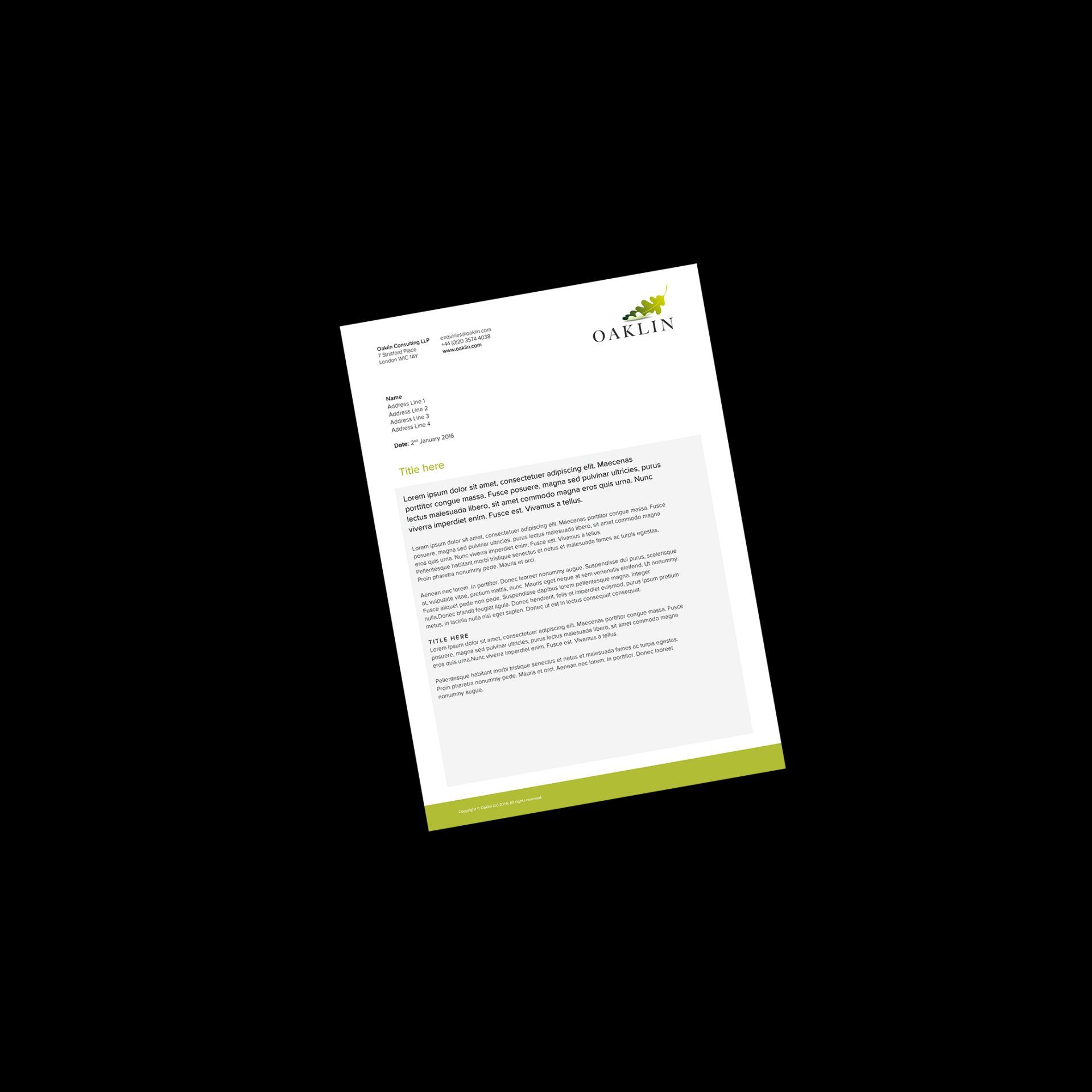 Oaklin letterhead