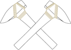 logo with a black and white drawing of two crossed axes