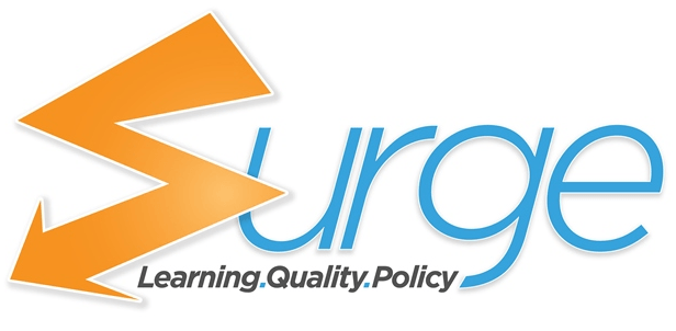 A logo for surge learning quality policy