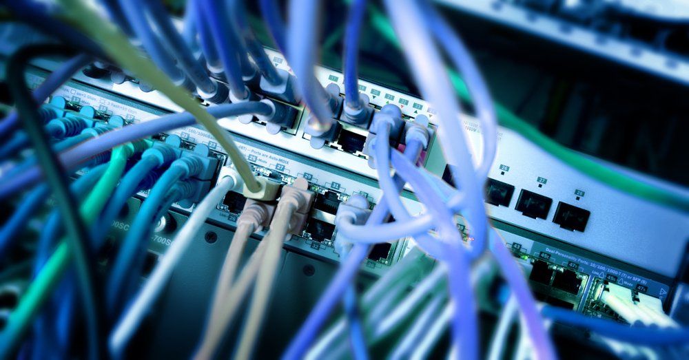Network server panel with ethernet cable — R & M Electrical in Townsville, QLD