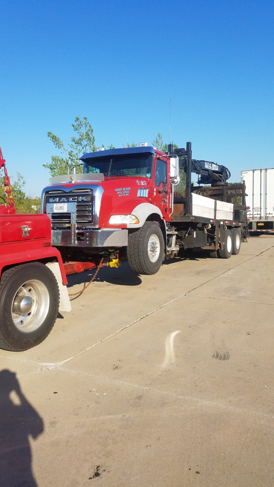 Red Mack truck on a sunny day Red Mack truck on a sunny day