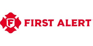A first alert logo with a fire hydrant on a white background.