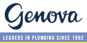 A logo for genova leaders in plumbing since 1962