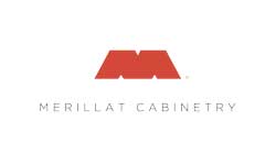 The merillat cabinetry logo is a red m on a white background.