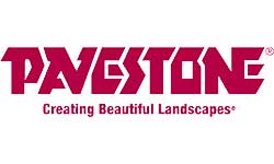 The pavement logo is red and white and says pavement creating beautiful landscapes.