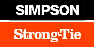 A black and orange sign that says simpson strong tie