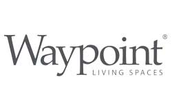 The logo for waypoint living spaces is black and white.