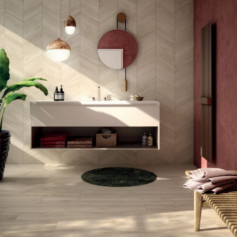 pavimento in laminato effetto legno chiaro