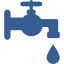 Blue faucet with a water drop.
