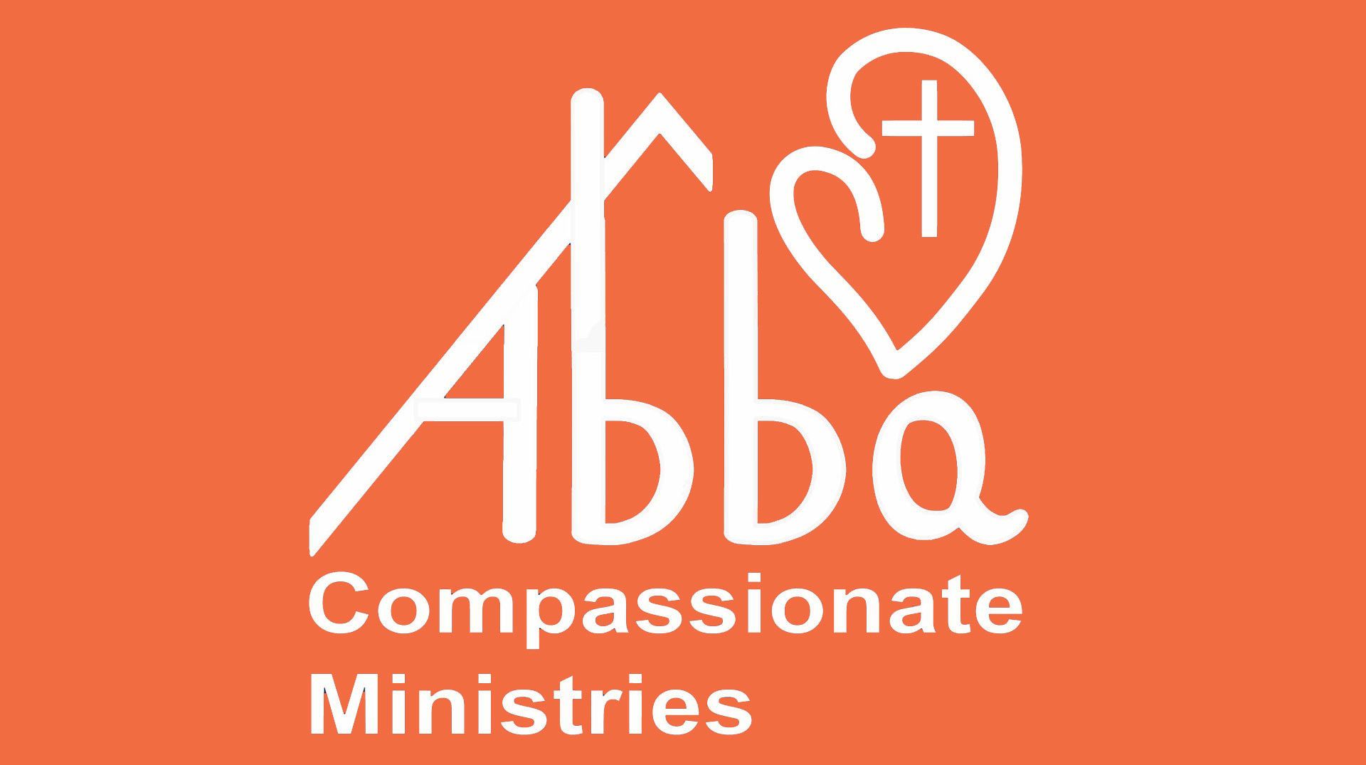 The logo for abba compassionate ministries is orange and white.
