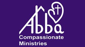 The abba compassionate ministries logo is on a purple background.