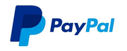 The paypal logo is blue and white on a white background.