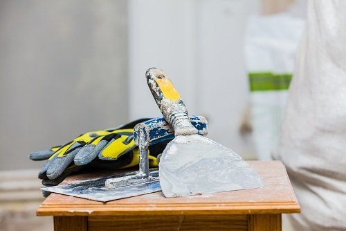Constructor's tools on construction site Constructor's tools on construction site